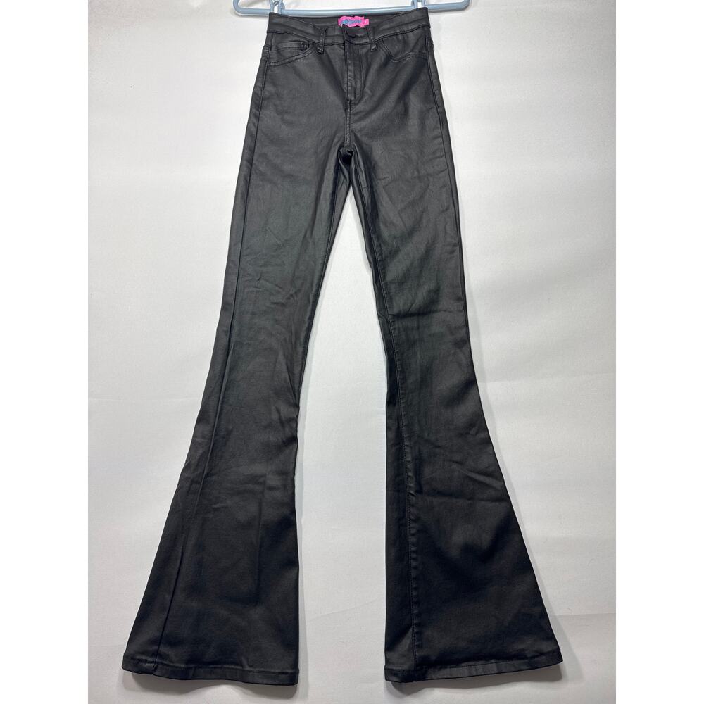 Edikted Women's Flare Leg Black Coated Jeans - Size XS (22x32.5)*